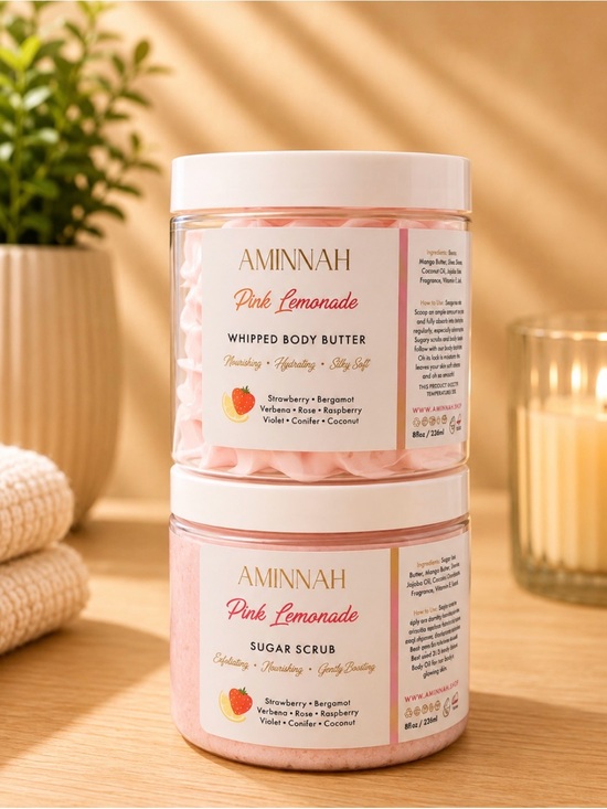 Aminnah Other - AMINNAH (NWT) Pink Lemonade Whipped Body Butter & Sugar Scrub